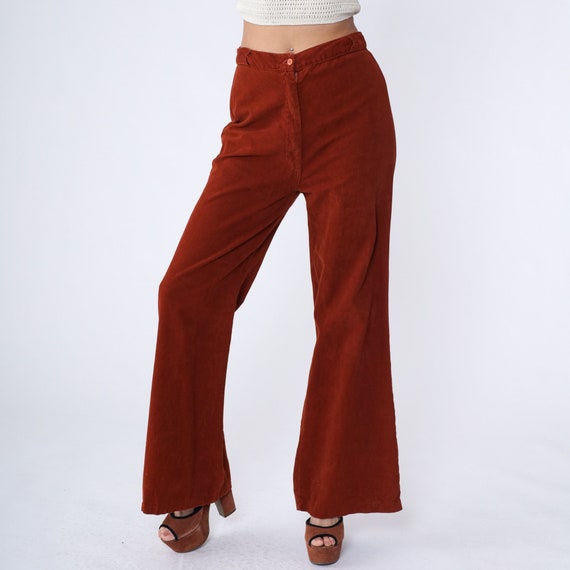 70s Bell Bottoms Brown Flared Pants Hippie Flares… - image 4