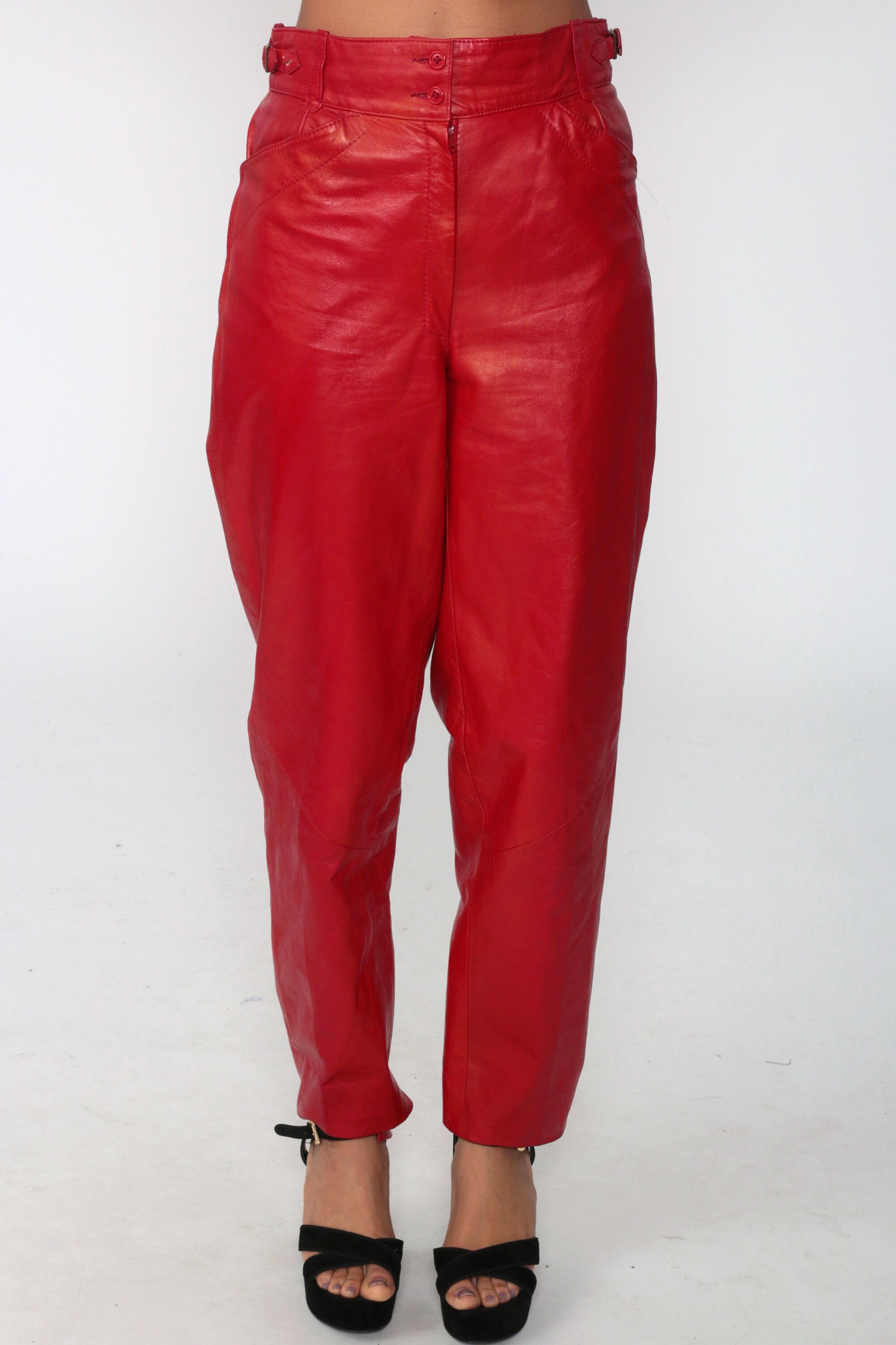 red pants high waisted