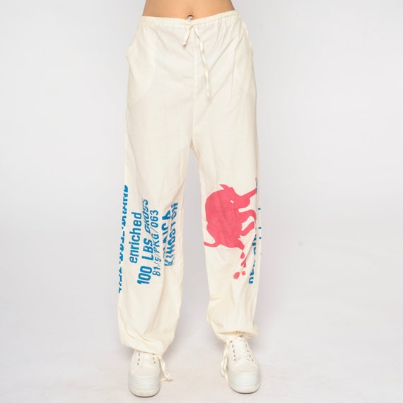 Vintage Flour Sack Pants 70s Feedsack Trousers Ja… - image 7