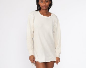 Off-White Thermal Shirt Long Johns Long Sleeve Shirt WAFFLE KNIT Shirt 80s Under Shirt T Shirt Underwear Retro Tee Vintage Medium