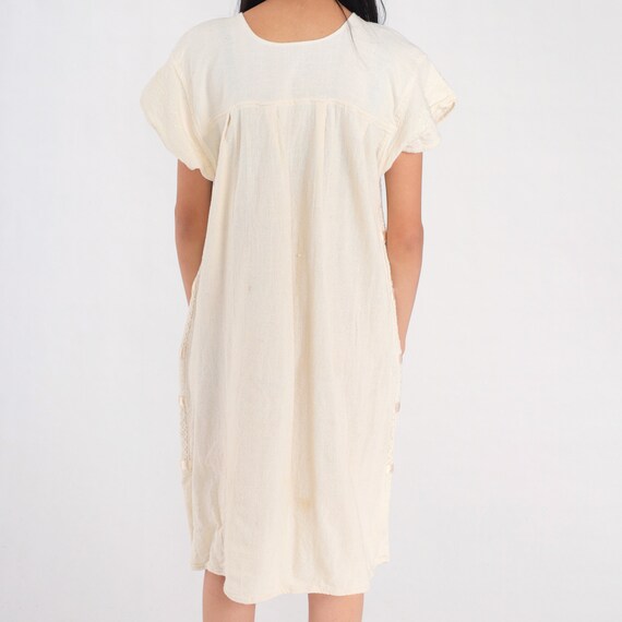 Cream Woven Dress 90s Cotton Midi Dress Mexican K… - image 8