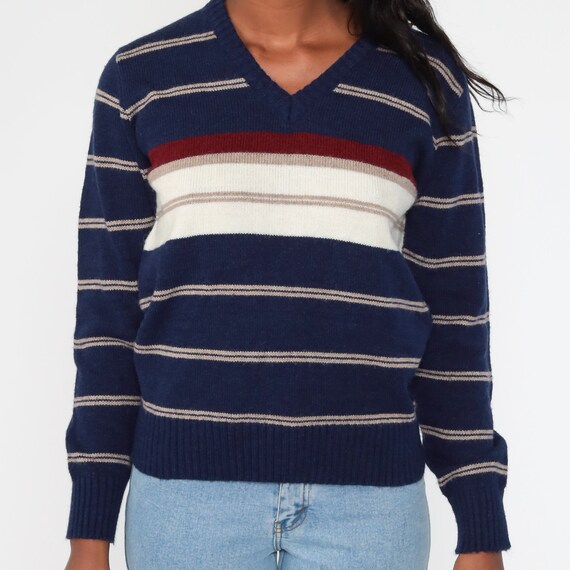 Blue Striped Sweater 80s Knit Le Tigre Sweater Sl… - image 6