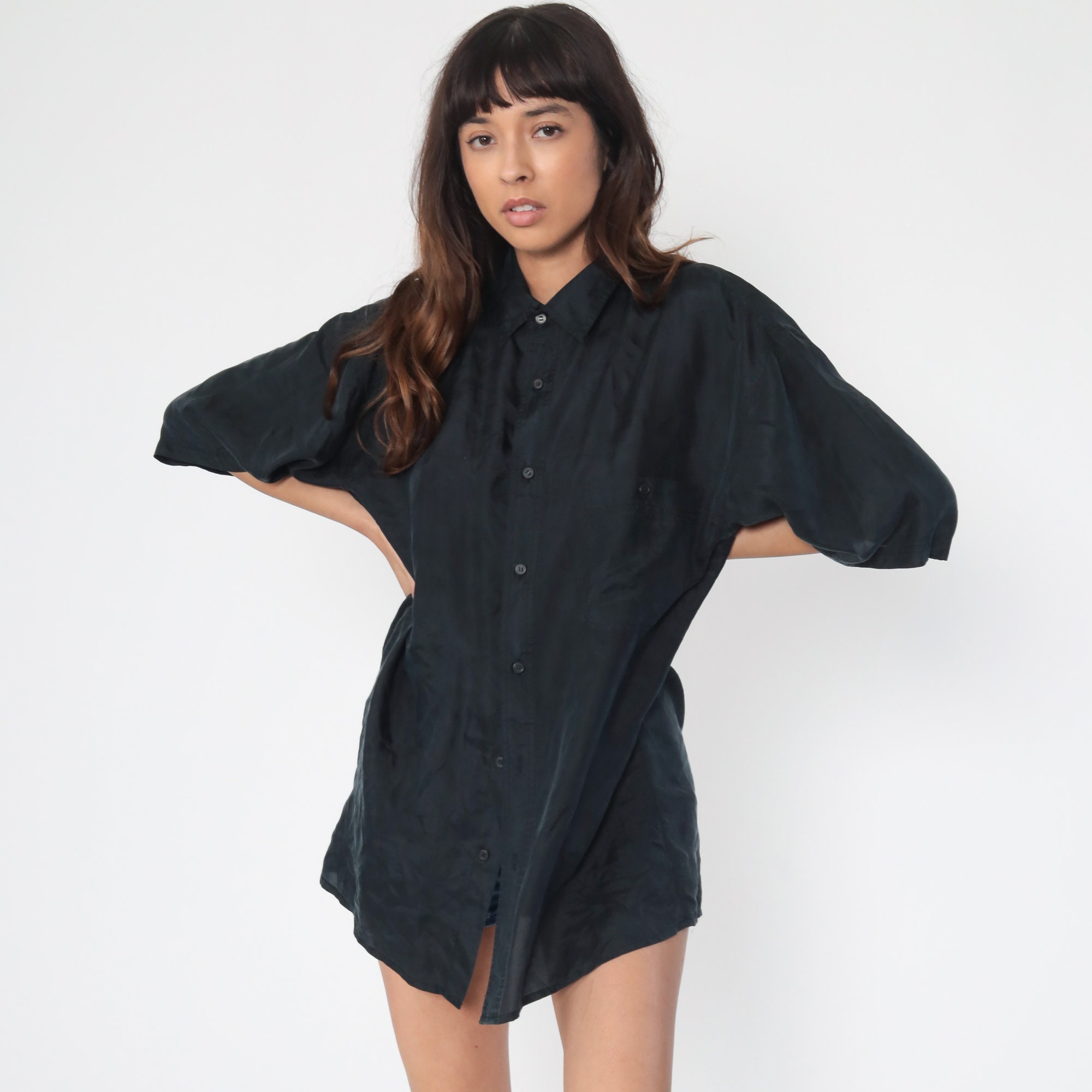 black vintage button up shirt