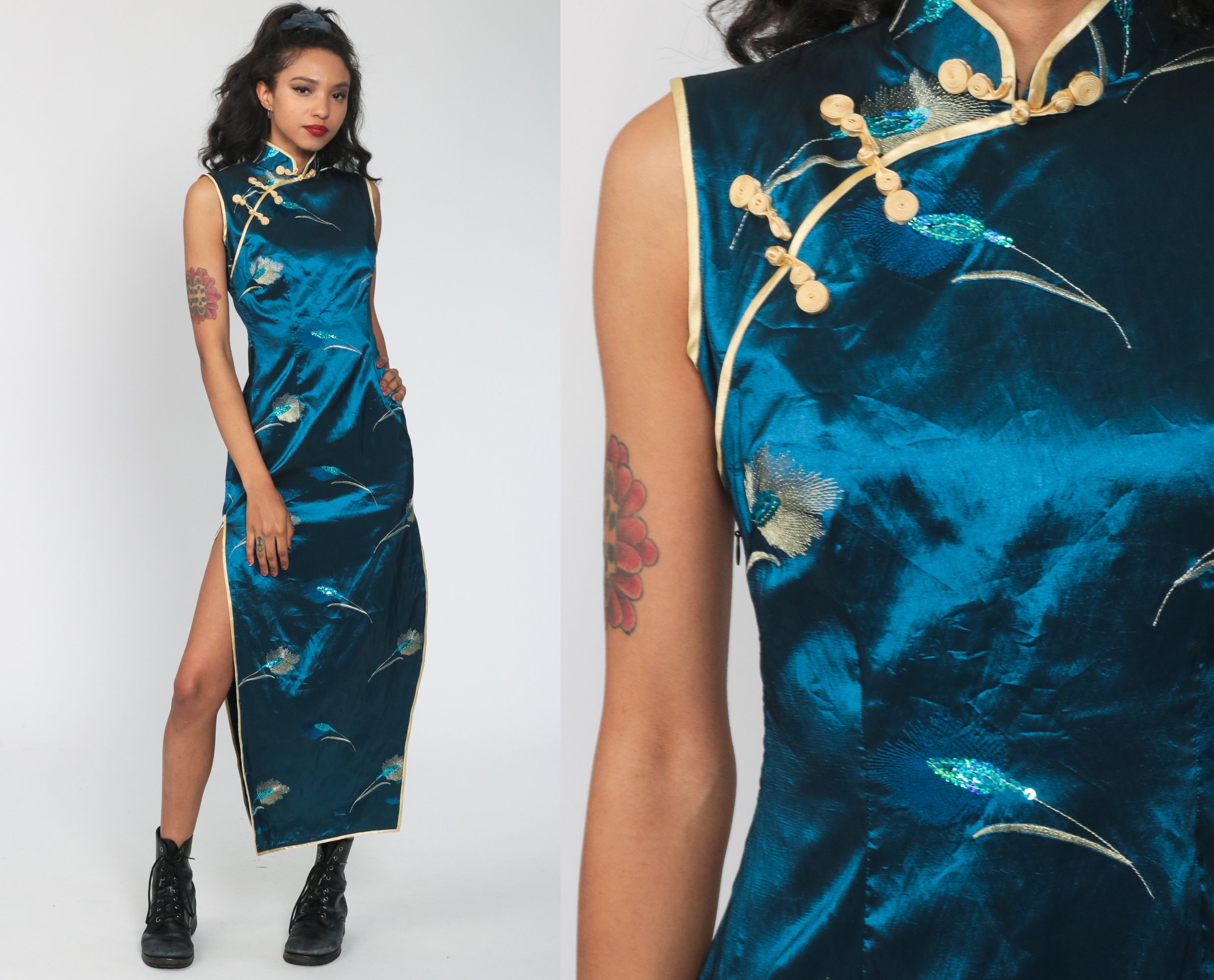 satin asian dress