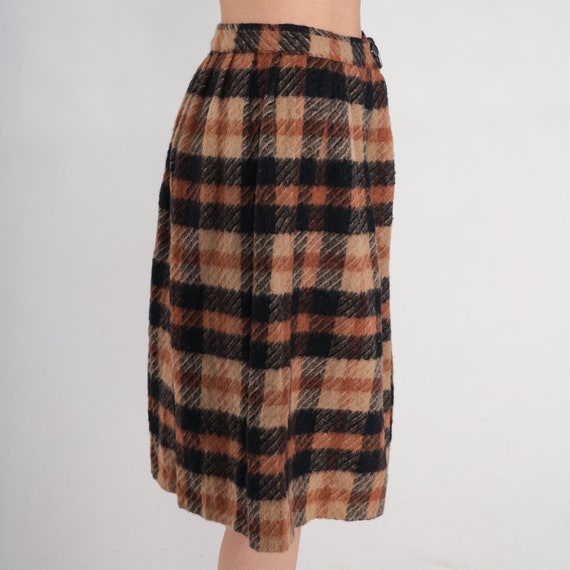 Brown Plaid Skirt 70s Knee Length Midi Skirt Retr… - image 4