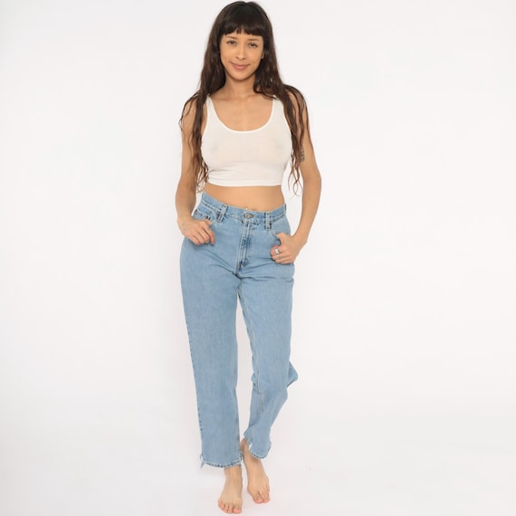 Levi 550 Mom Jeans 2000s Light Wash Denim Relaxed Fit Tapered Leg High Rise Cotton Blue Pants Vintage Trousers Casual Everyday Small 29