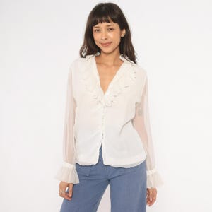 Sheer White Top V Neck - Etsy