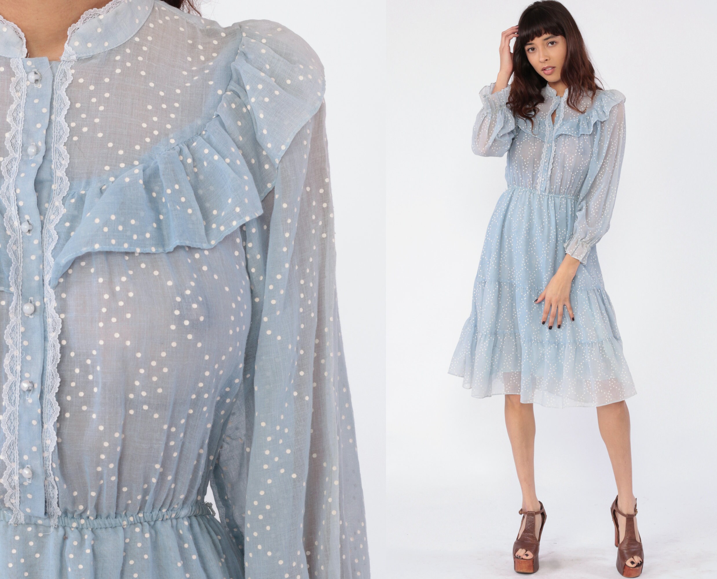 polka dot midi prairie dress