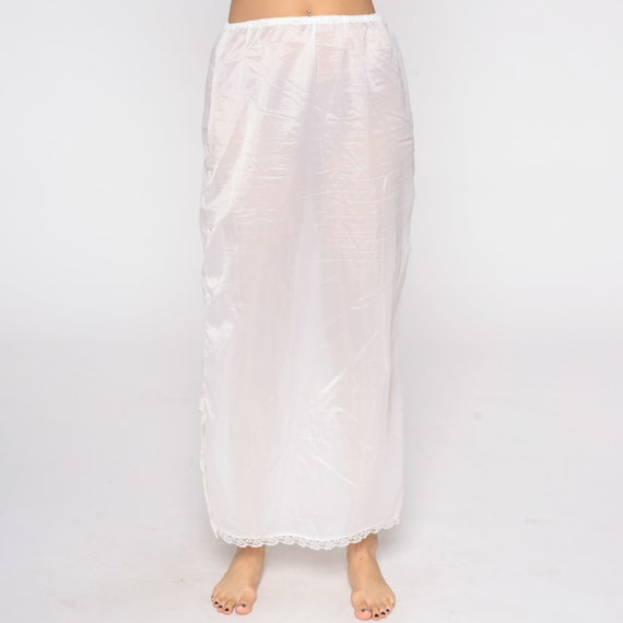 Sheer White Skirt 70s Slip Skirt Hippie Skirt Max… - image 9