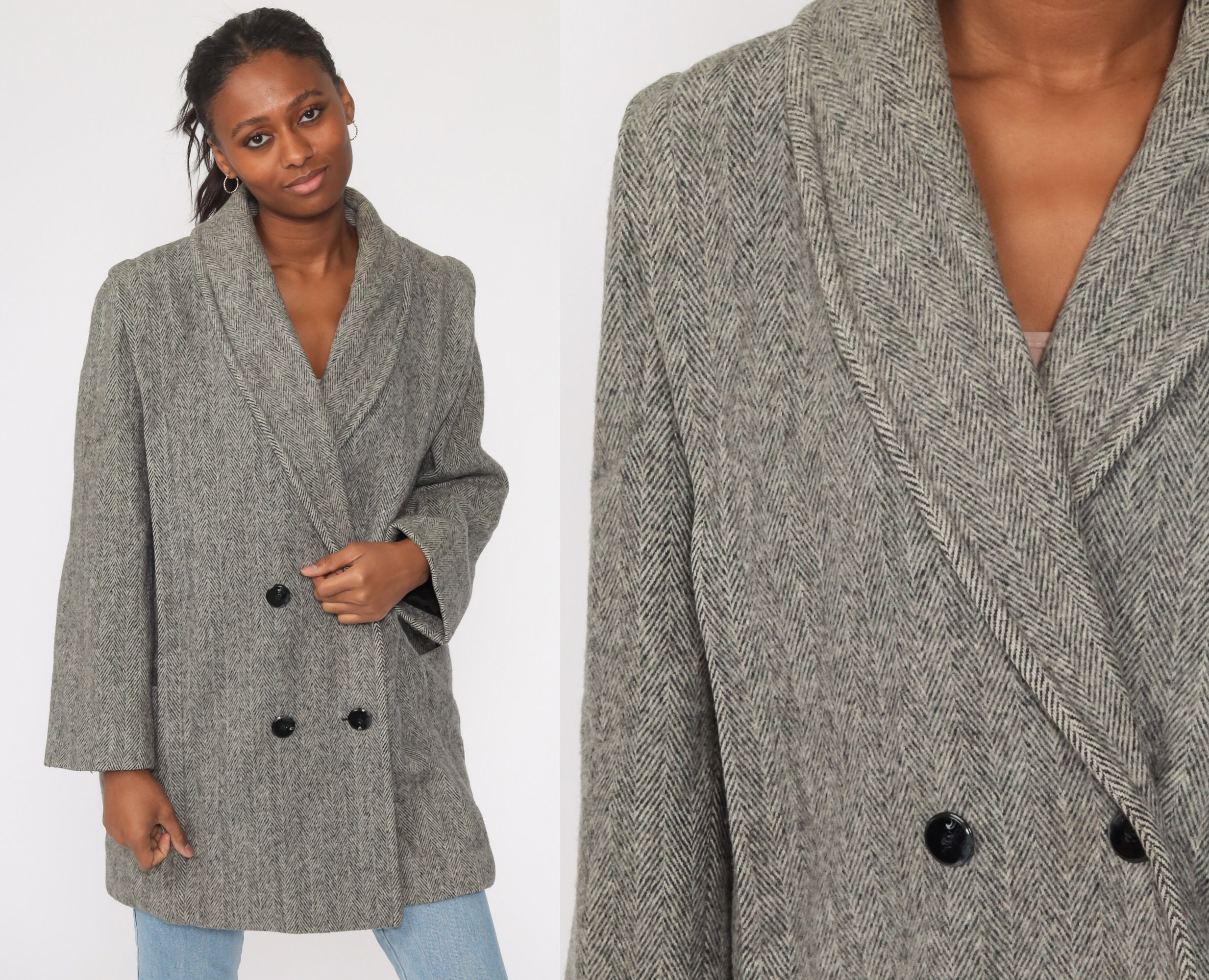 Herringbone Coat Double Breasted - Etsy