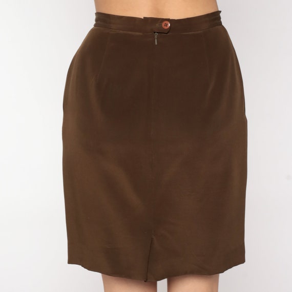 80s Pencil Skirt Brown Silk Skirt 1980s Vintage H… - image 6