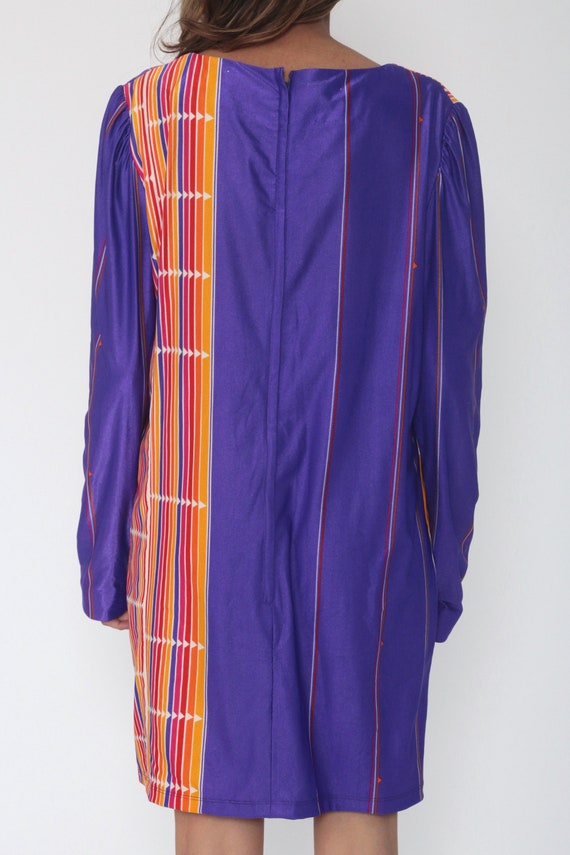 Purple Striped Dress RAINBOW Arrow Puff Sleeve Sh… - image 7