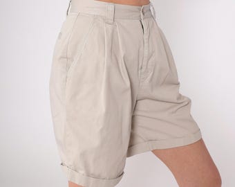 Eddie Bauer Shorts 90s Khaki Mom Shorts Pleated Cotton Safari