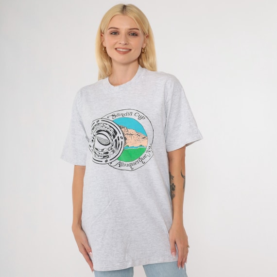 Vintage Sandia Cup T-Shirt 90s Soccer Tournament TShirt Albuquerque NM Graphic Lotto Sports T Shirt 1990s Sportswear Heather Grey Medium