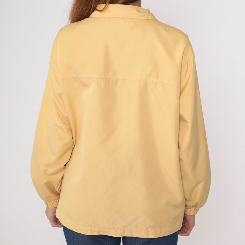 Yellow Windbreaker Jacket Letter E Patch Zip Up Jacket 90s Windbreaker Plain Simple Basic Jacket Retro Vintage 1990s Large image 7