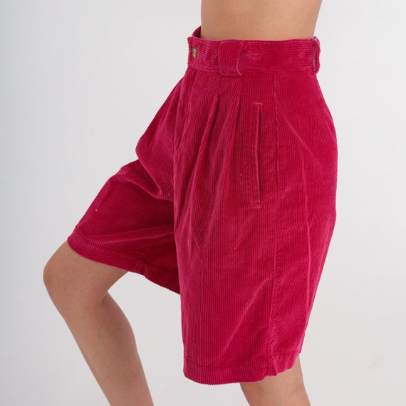 Pink Corduroy Shorts 90s Pleated High Waisted Sho… - image 4