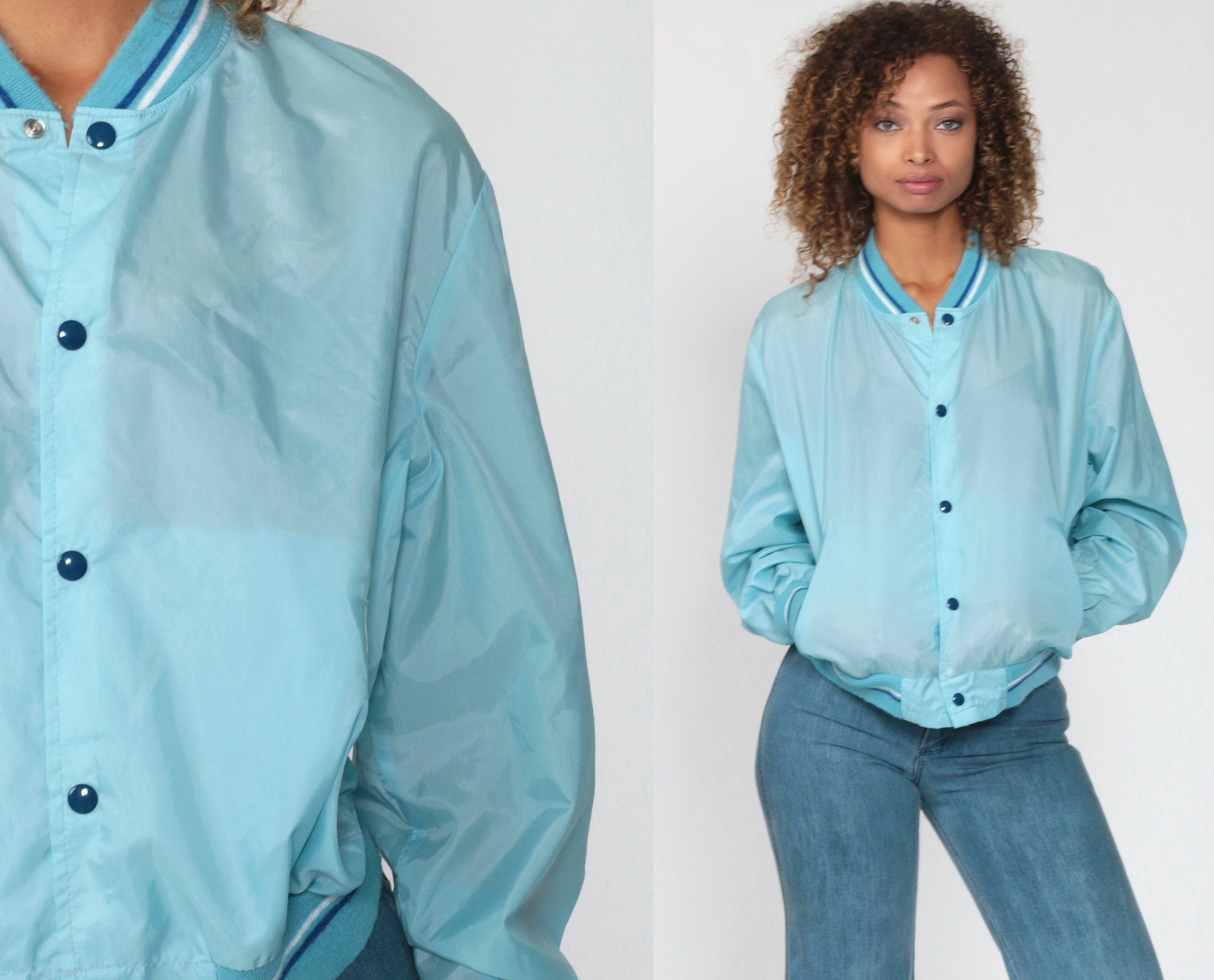 light blue baseball jacket