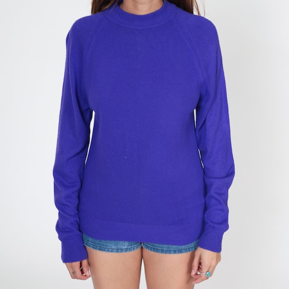 Royal Purple Sweater Plain Sweater 80s Mock Neck … - image 6