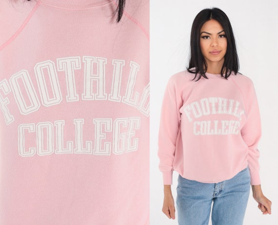 Foothill College Sweatshirt 80s Baby Pink Raglan Sweatshirt - Etsy Israel