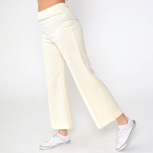 Cream Bell Bottoms 70s Bellbottom Ankle Pants High Waisted Wide Flared Leg Bell Bottom Trousers Hippie Flares Vintage 1970s Small Medium