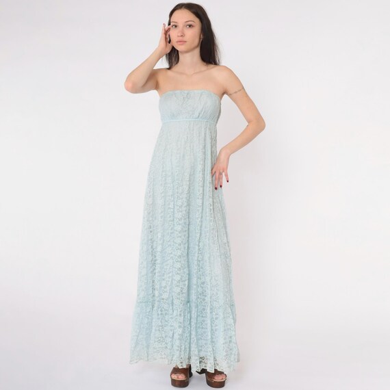 princess polly baby blue dress Helsi Julia Strapless 3d Floral Maxi Dress - Baby Blue main image 0