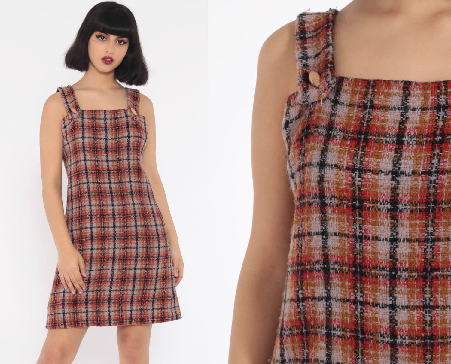 grey tartan pinafore dress school