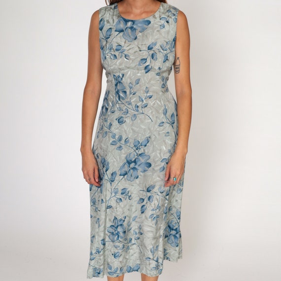 Floral Sheath Dress Y2k Embossed Midi Dress Grey … - image 8