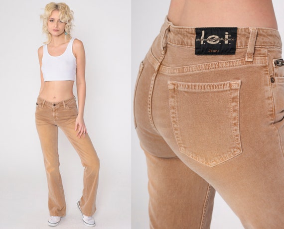 Lei Flared Jeans Y2K Jeans Light Brown Mid Rise J… - image 1