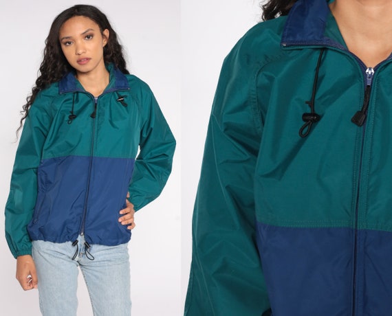 90s Colorblock Windbreaker Jacket Blue 