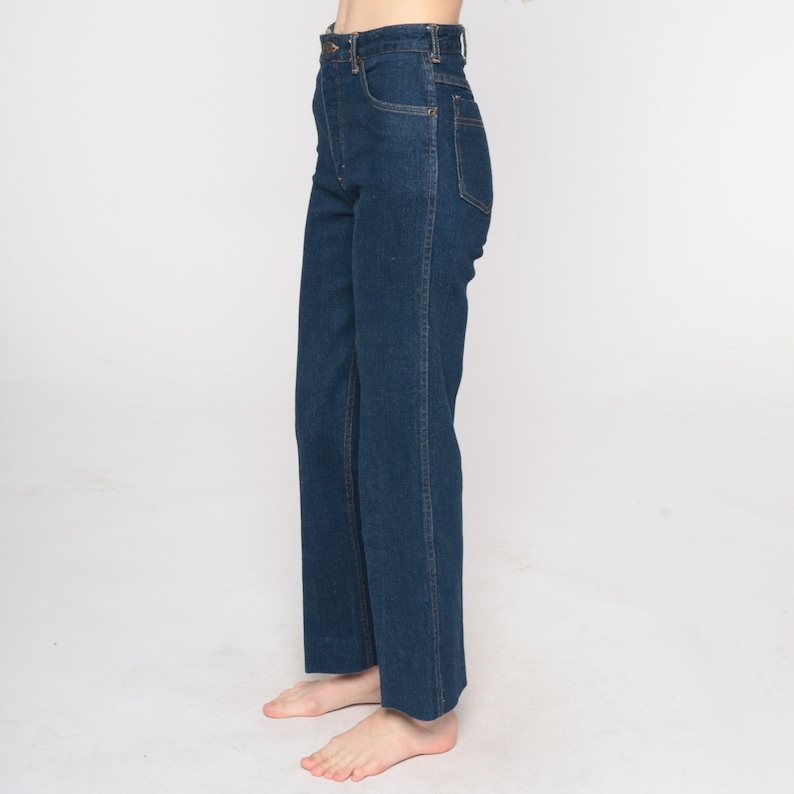 Hoog getailleerde jeans jaren '80 donkere wassen denim broek rechte pijp jeans retro hipster boho hippie hoge opkomst vintage jaren 1980 Charlotte Ford kleine 4 26 afbeelding 4