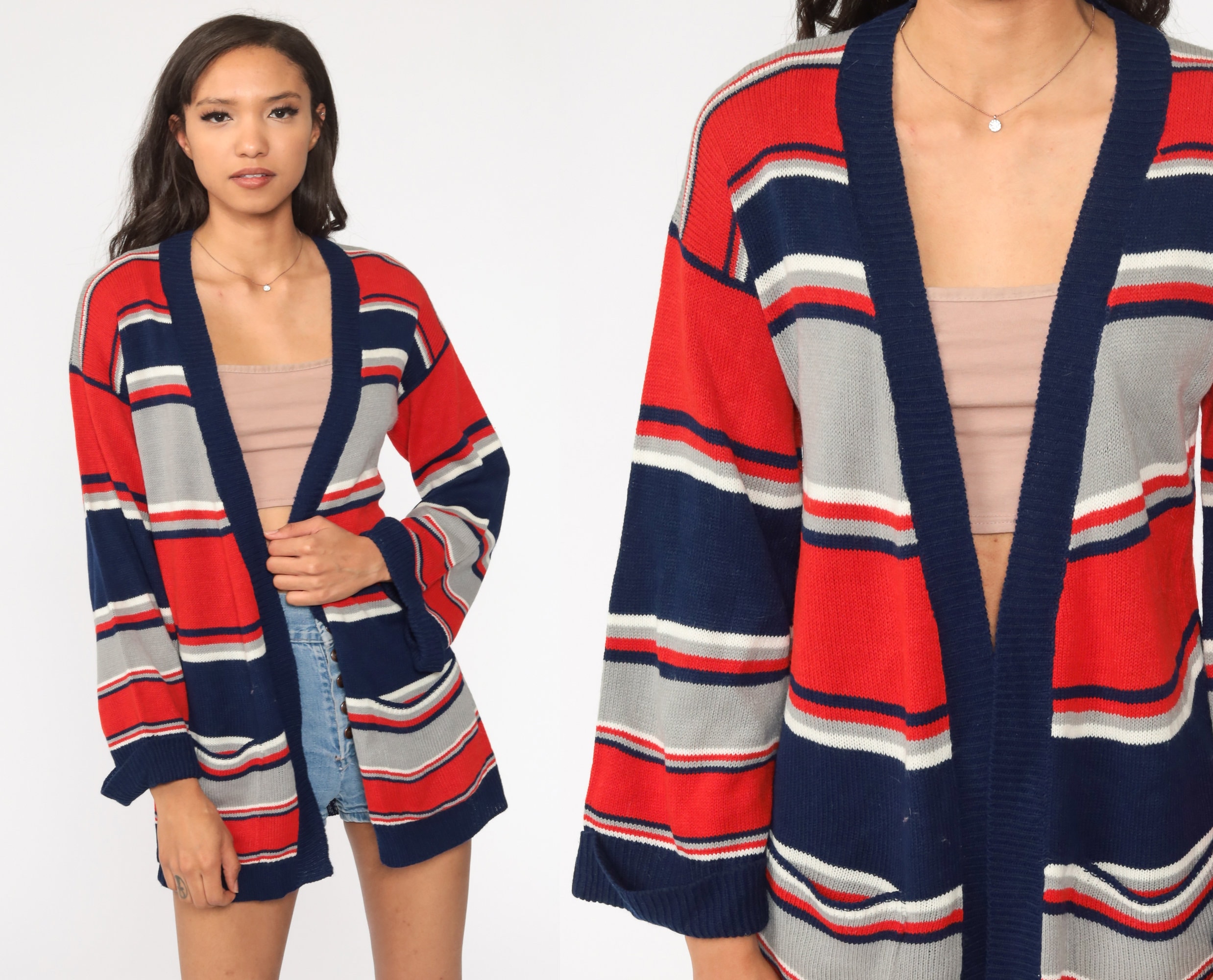 red open front cardigan sweater