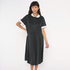 70s Black and White Dress - Etsy