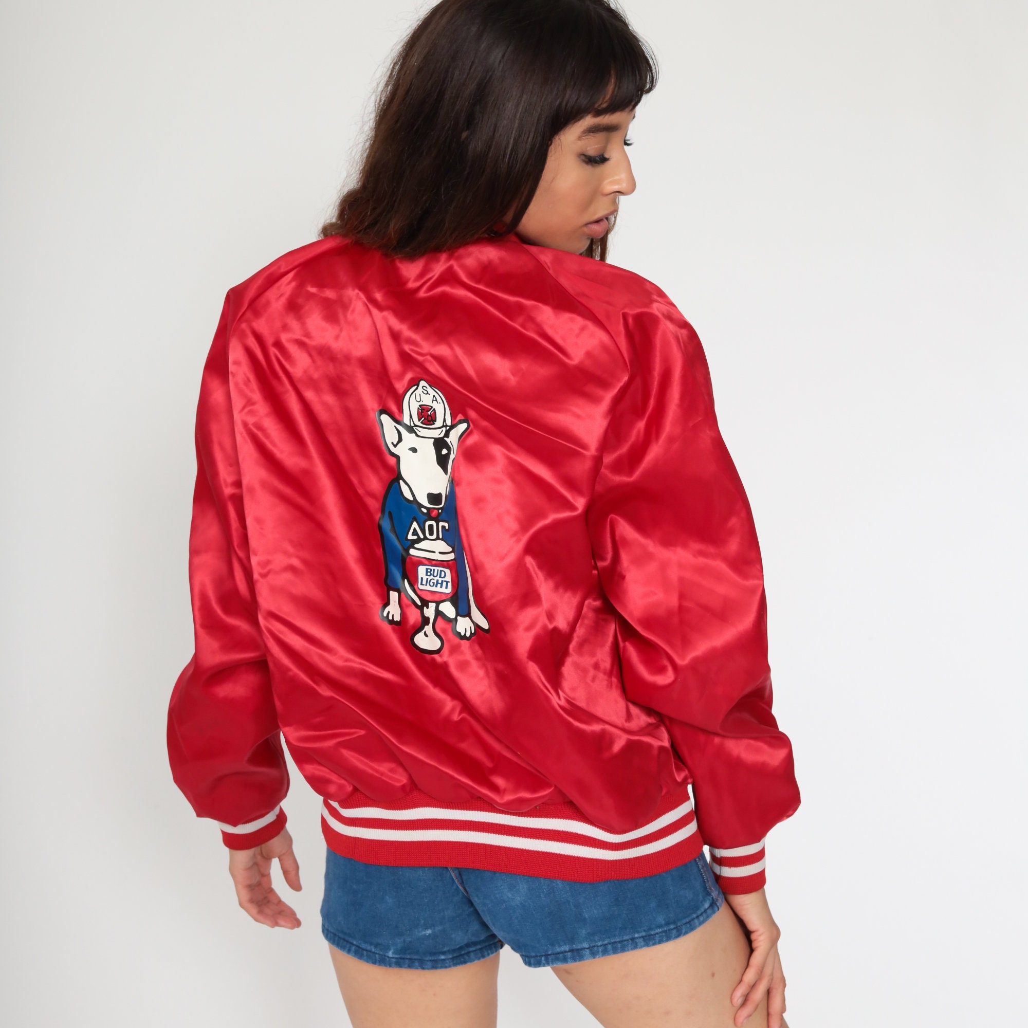 Budweiser Jacket Spuds MacKenzie Satin Jacket Bomber Beer Jacket 80s Bud Light Jacket Uniform 