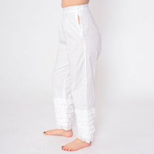 White Ruffled Pantaloons 60s Pettipants Eyelet Lace Ruffle High Waisted Victorian Underwear Pants Petti Pants Vintage 1960s Extra Small xs