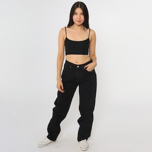 Vintage 90s Black Levis Jeans 961 Straight Leg Relaxed Loose Fit High Waisted Levi&#39;s Denim Pants Retro Levi Strauss 1990s Medium 8