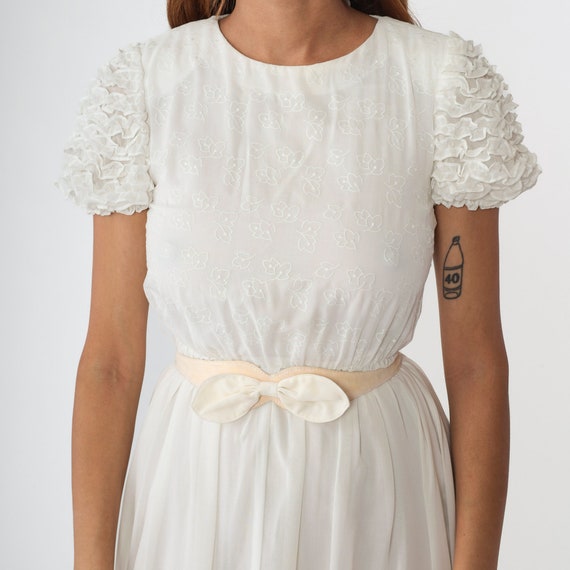 White Ruffled Dress 80s Cottagecore Party Dress P… - image 6