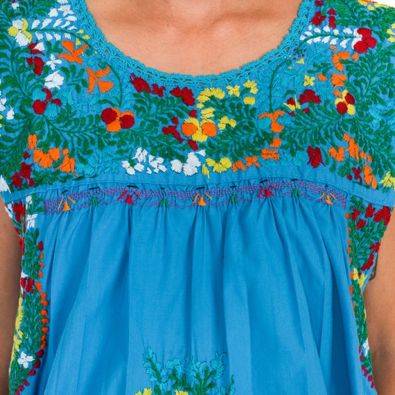 Mexican Oaxacan Dress Embroidered Hippie Boho Min… - image 5