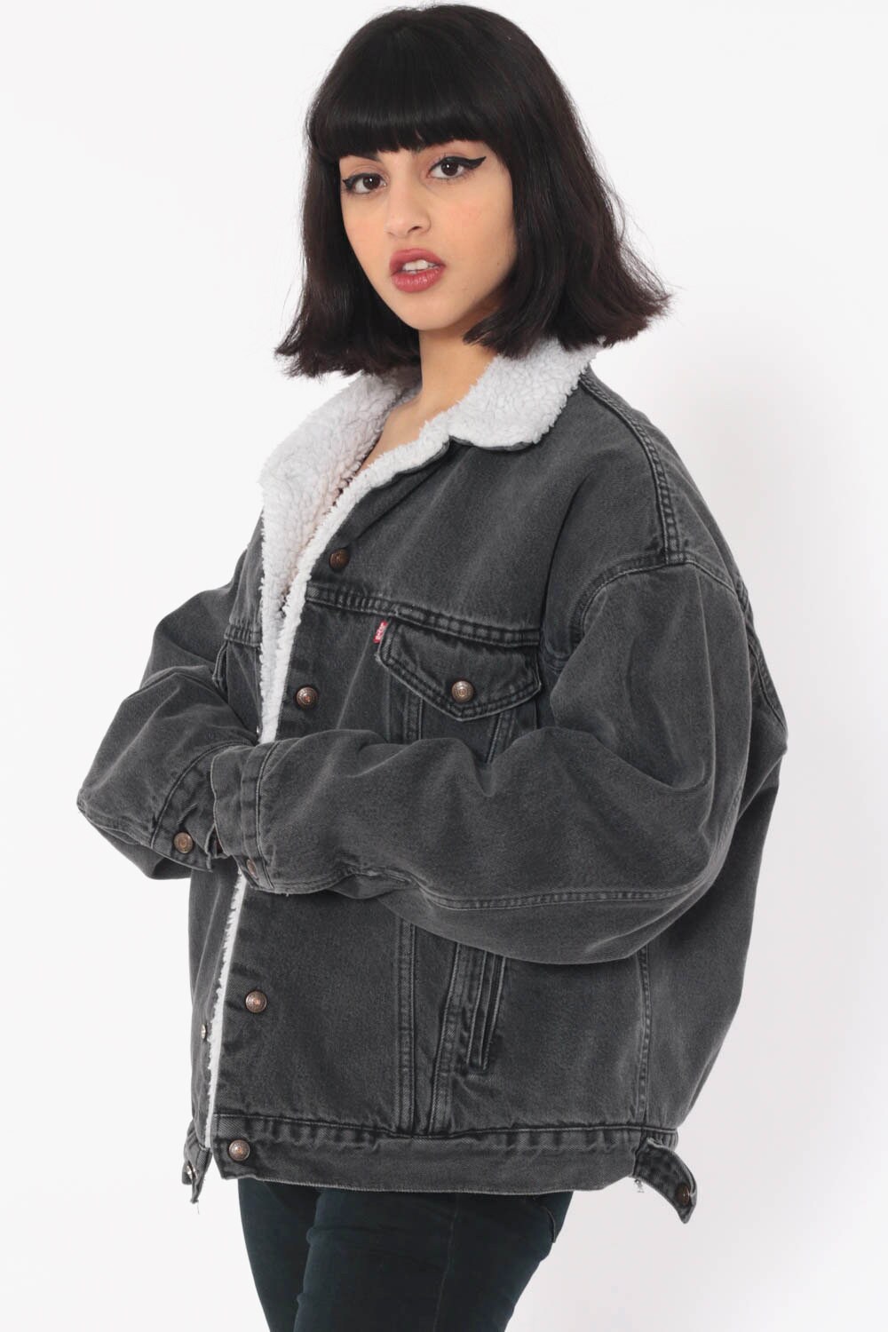 black levi jacket with fur