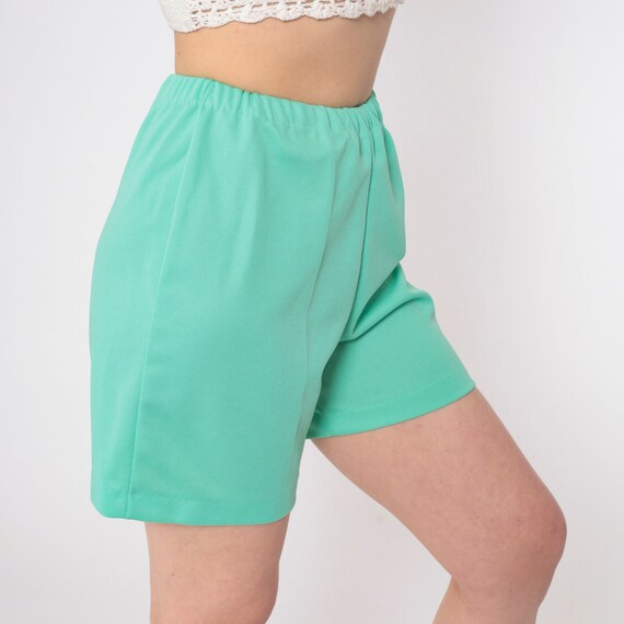 Seafoam Green Shorts 70s Mod Trouser Shorts High Elastic Waisted Shorts Retro Preppy Pinup Summer Bottoms Seventies Vintage 1970s Small S