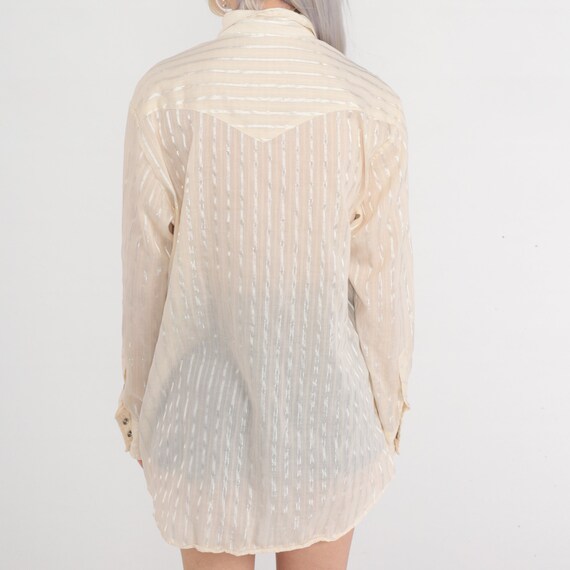 Iridescent Denim Western Shirt - CREAM