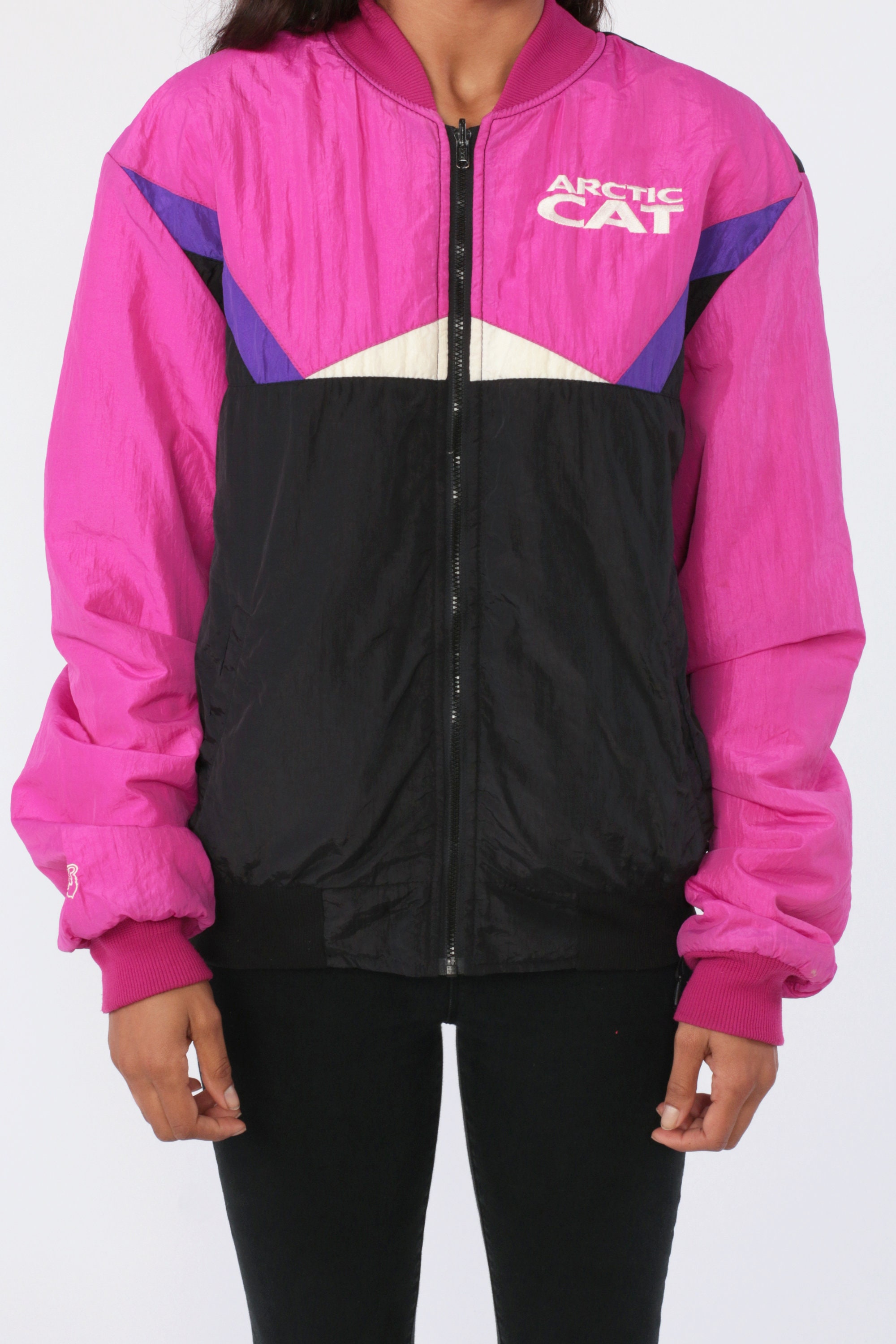 Arctic Cat Jacket Ski Jacket Winter Coat Neon Jacket 90s Quilted Lining Retro Hipster Vintage