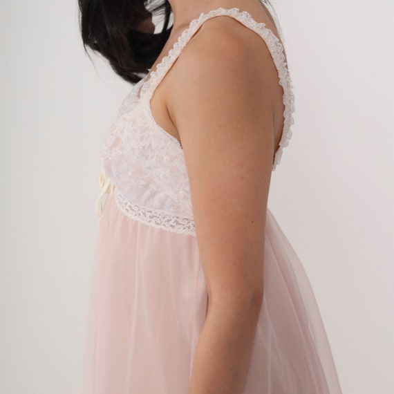Pink Lace Nightgown 70s Olga Lingerie Mini Dress … - image 4