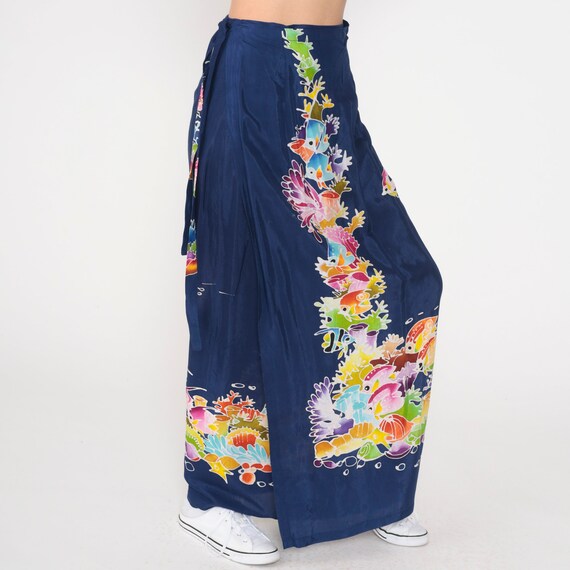 Tropical Fish Skirt 80s Maxi Wrap Skirt Blue Unde… - image 5