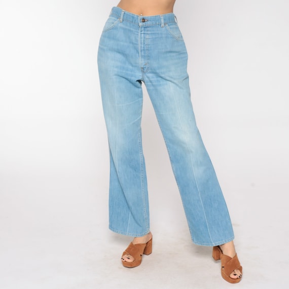 70s Levis Jeans 28 Bell Bottoms Pants Jeans Denim Hippie Jeans Blue High Waisted Flared Hipster 1970s Bohemian Vintage Boho Large 32