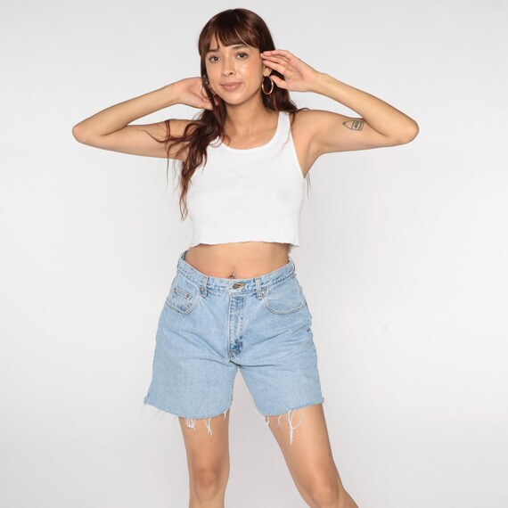 Vintage Cut Off Jean Shorts 90s Denim Shorts Mid Length High Waisted Cutoffs 1990s Retro Arizona Jean Company Large 32