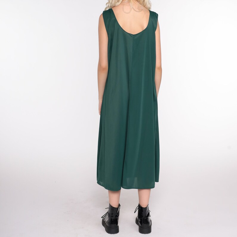 Slip Dress 80s Midi Dress Tank Dress Green Grunge Sleeveless Vintage 1980s Bohemian Retro Sheath Retro Plain Extra Large xl