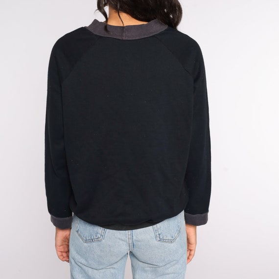 Black Crewneck Sweatshirt 80s Sweatshirt Plain Lo… - image 6