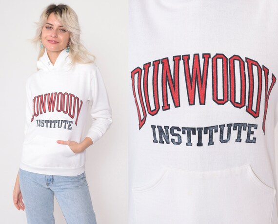 Dunwoody Institute Sweatshirt 80s College of Technology Hoodie Sweatshirt White Minneapolis Minnesota Hooded 1980s Vintage 2xs xxs