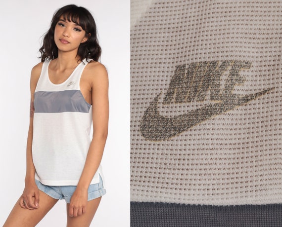 Nike Shirt 80s Tank Top Sheer White Mesh Athletic Shirt Sports Tee