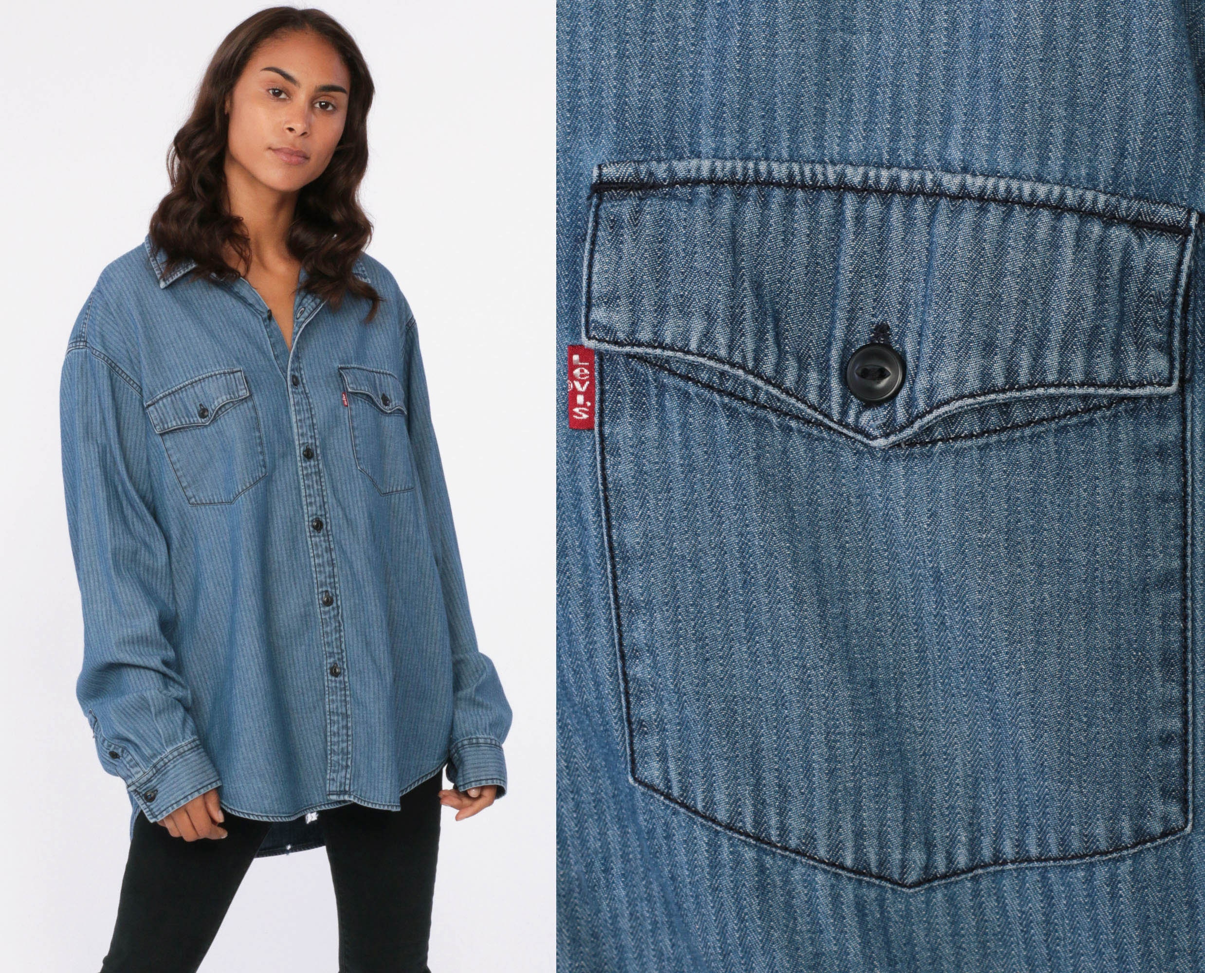 90s Levis Denim Shirt STRIPED 1990s 